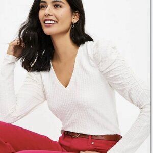 🤍✨‎ Ann Taylor LOFT Shirred Puff Sleeve Long Sleeve Top (NEW WITH TAG) ✨🤍